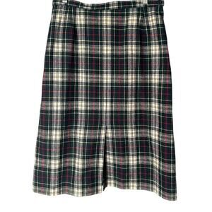 Pendleton VTG Plaid Virgin Wool Midi Skirt Women's 12 Lined Blue Red White